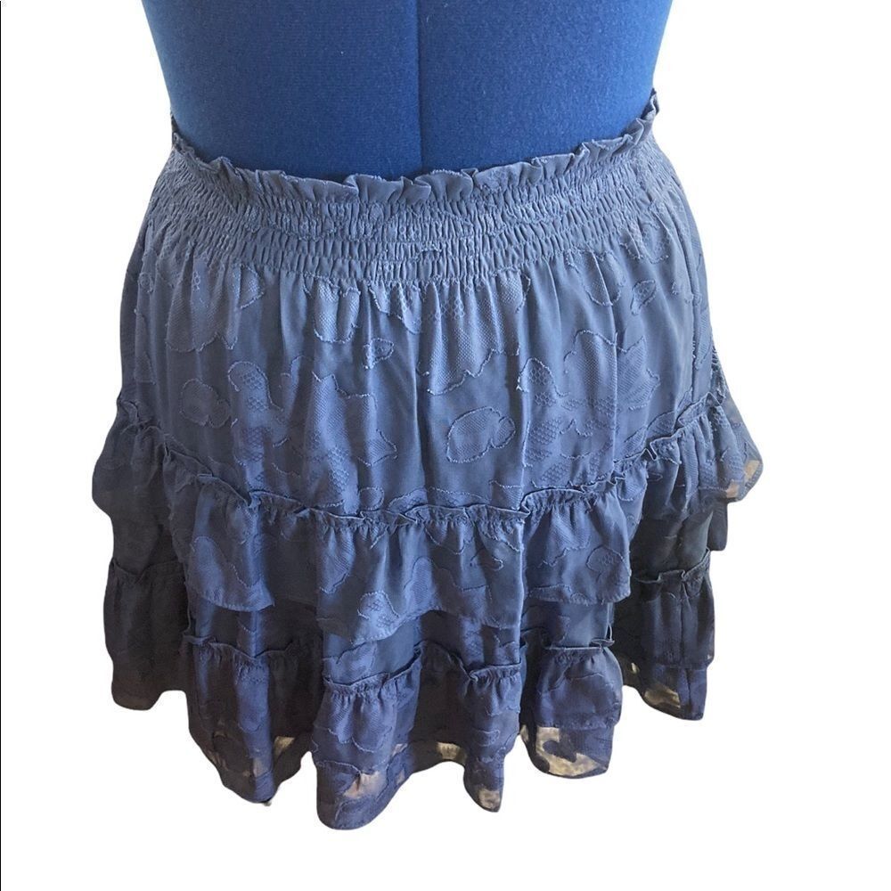 LC LAUREN CONRAD, Women’s Two Tier‎ Blue Ruffle Circle Skirt, Size XL, New With